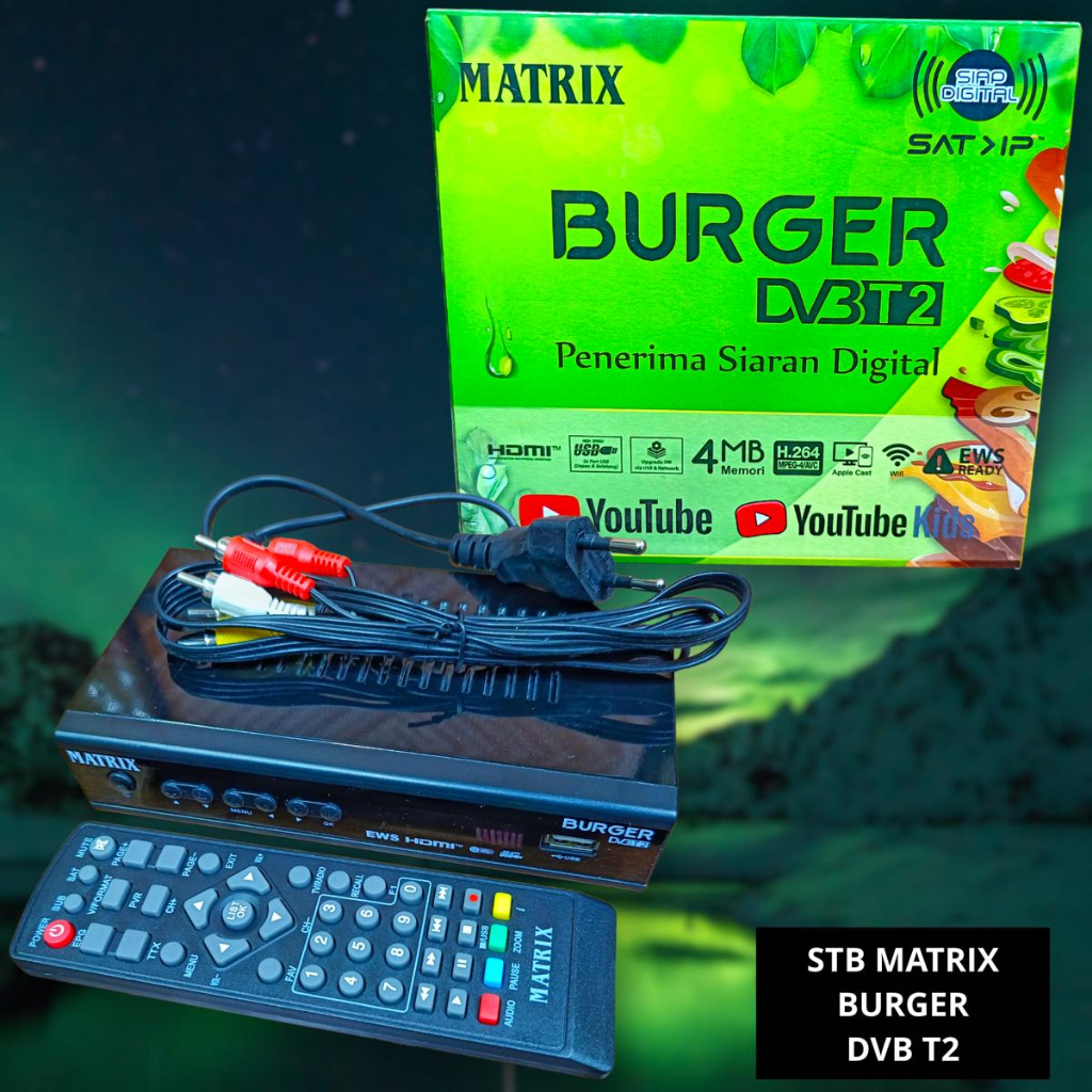 Set Top Box Matrix Burger STB DVB T2 Digital Receiver Antena TV DVBT2