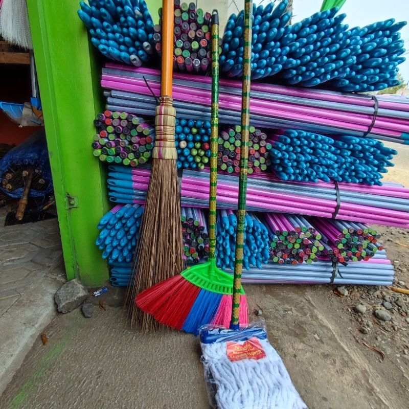 PAKET MURAH SAPU LIDI WLINGII + SAPU NILON + PEL SUMBU