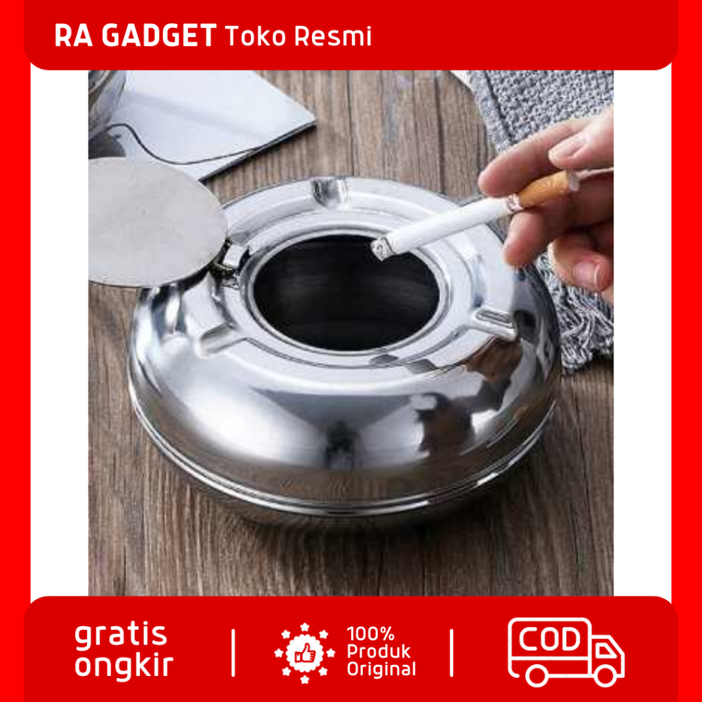 Asbak Roko Ashtray Stainless Steel with Lid / Asbak Steel Rokoko Roko Aesthetic Estetik Unik Mobil S