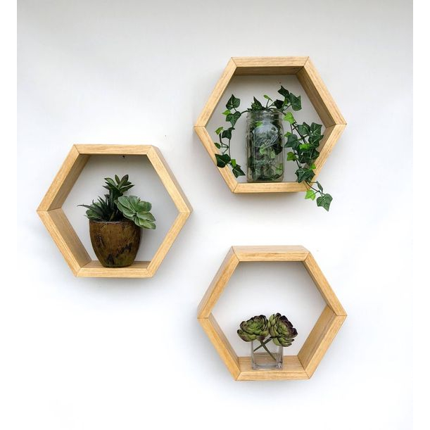 Rak Ambalan Hexagonal- rak accesosries - rak dinding - rak tempel Dipasang di Dinding