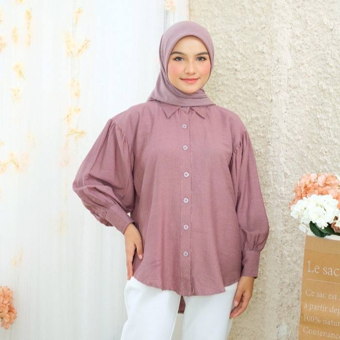 new REA BLOUSE BASIC KEMAJA M L XL POLO LINEN