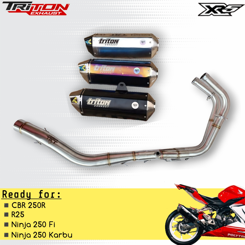Triton Exhaust – Fullsystem Knalpot Racing CBR 250RR, R25, Ninja 250 Fi/Karbu BERGARANSI SEUMUR HIDU