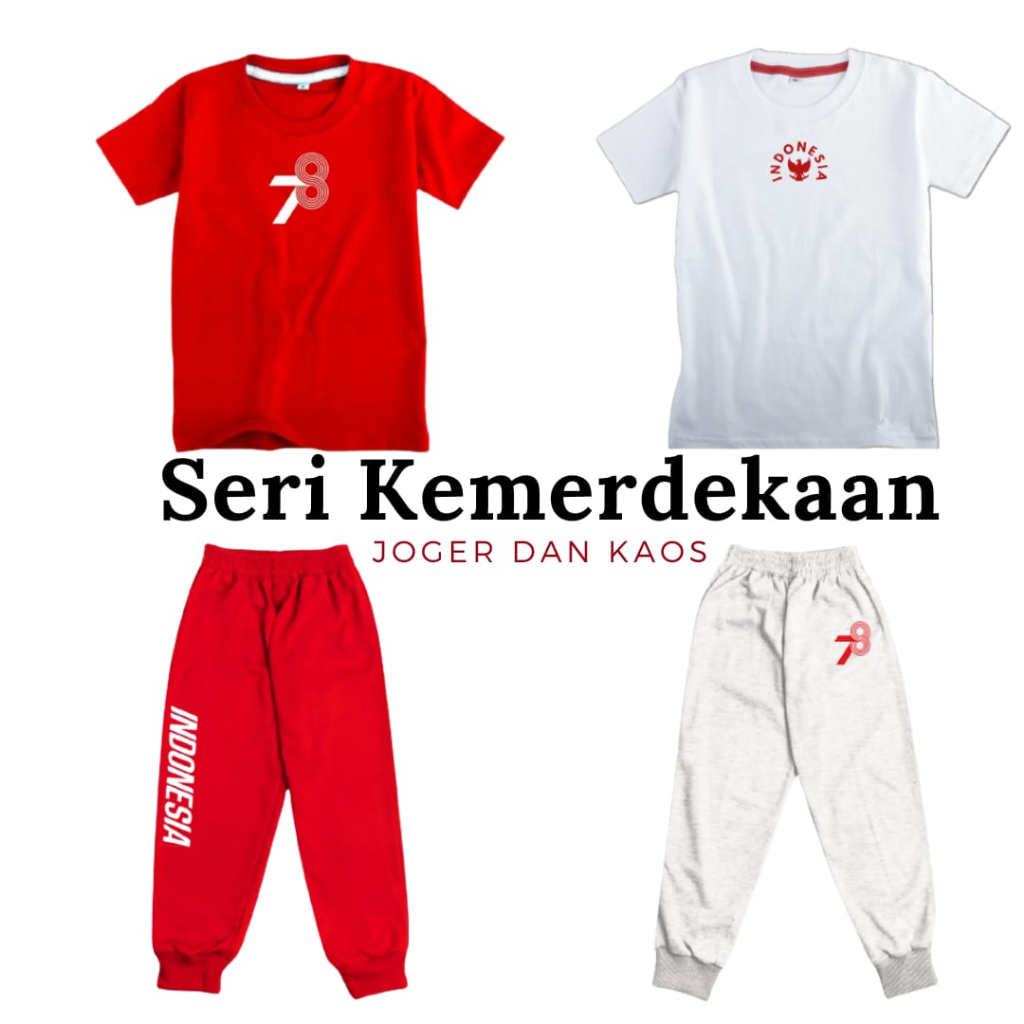 Celana Joger Kaos Anak HUT RI 78 Merah Putih  Baju untuk karnaval Celana Anak untuk karnaval