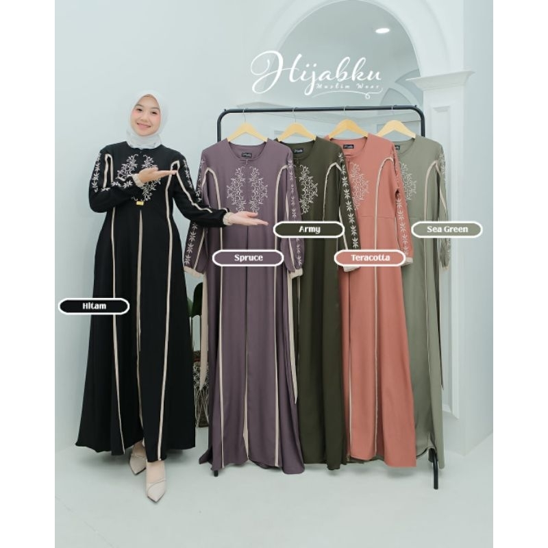 REMMA DRESS ORIGINAL BY HIJABKU • GAMIS TIFFANY BORDIR CANTIK BISA COD.BAYAR