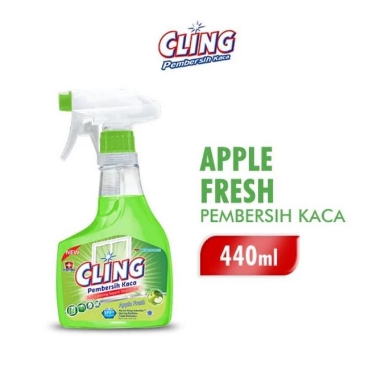 CLING Glass Cleaner Pembersih Kaca Apple Fresh Botol 440ml