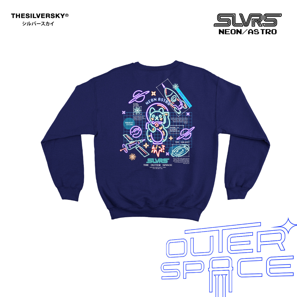 Thesilversky Neon Astro Navy Crewneck Sweater Premium