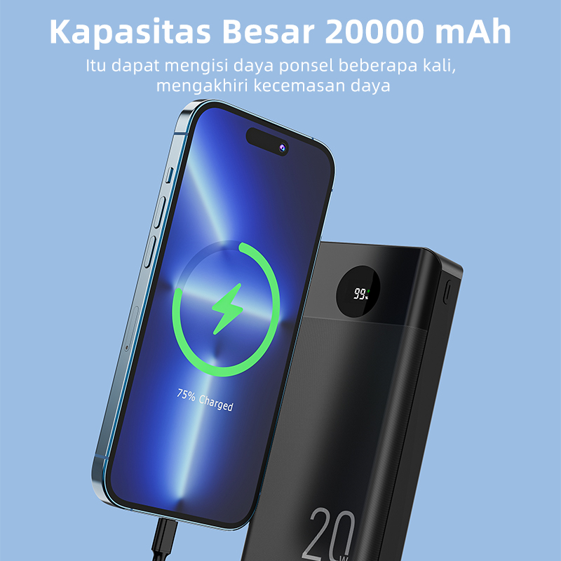 BestPromo Best Deals (Hot)Kivee Powerbank 20000 Mah Real Fast Charging 22.5W Pd+Oc 3.0 2 Input 2