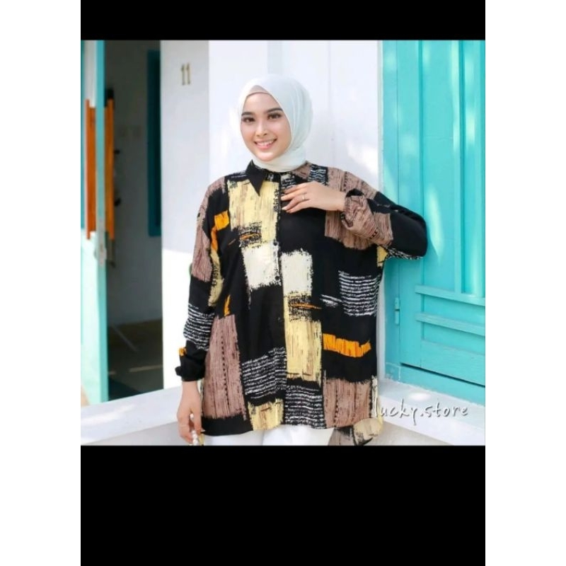 kemeja blouse Hawai wanita motif//kemeja lengan pendek  style wanita kekinian