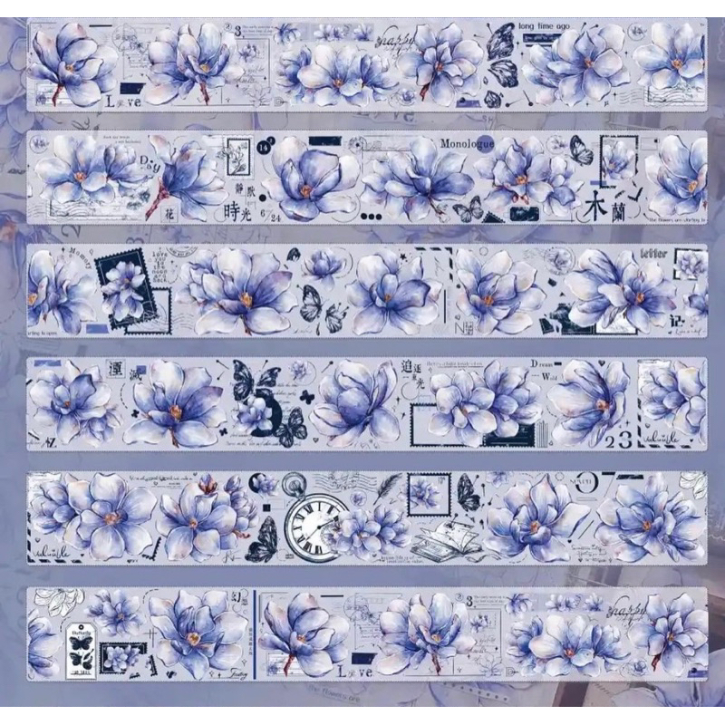 

sample 1m little white blue flower pet tape