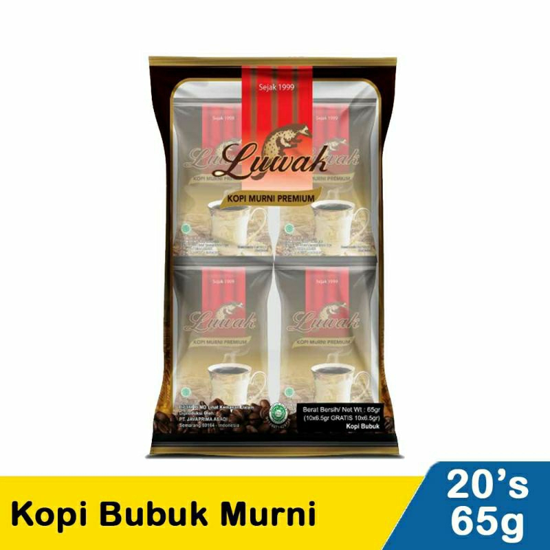 

Luwak Kopi Bubuk Murni 10+10X6.5G