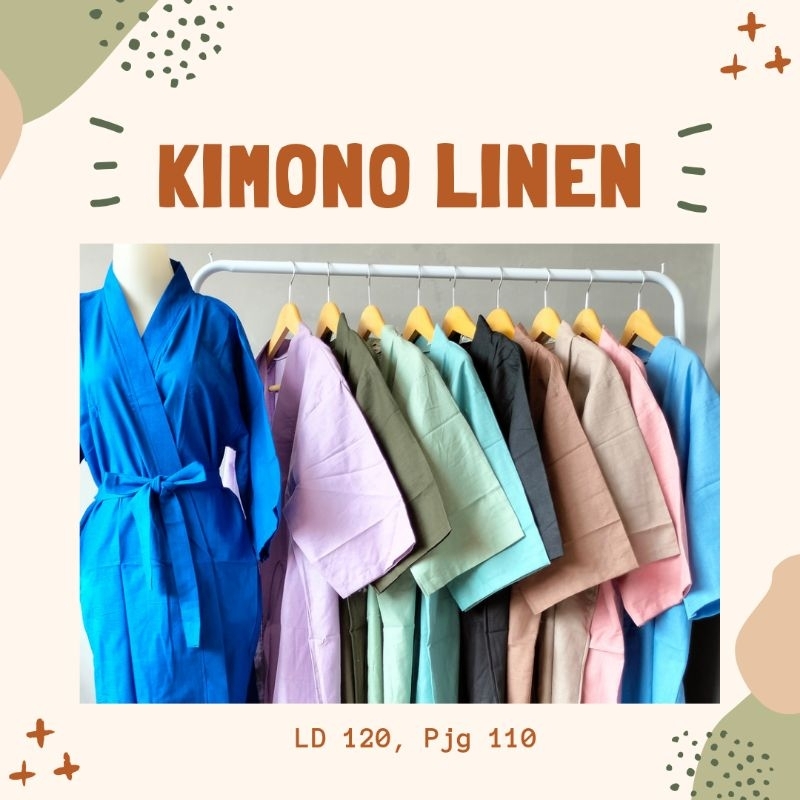 Kimono Linen Robe Baju Tidur Pria Wanita  Premium