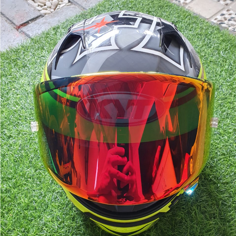 Helm KYT NFR Espargaro Yellow Fluo Full Face Double Visor Mulus