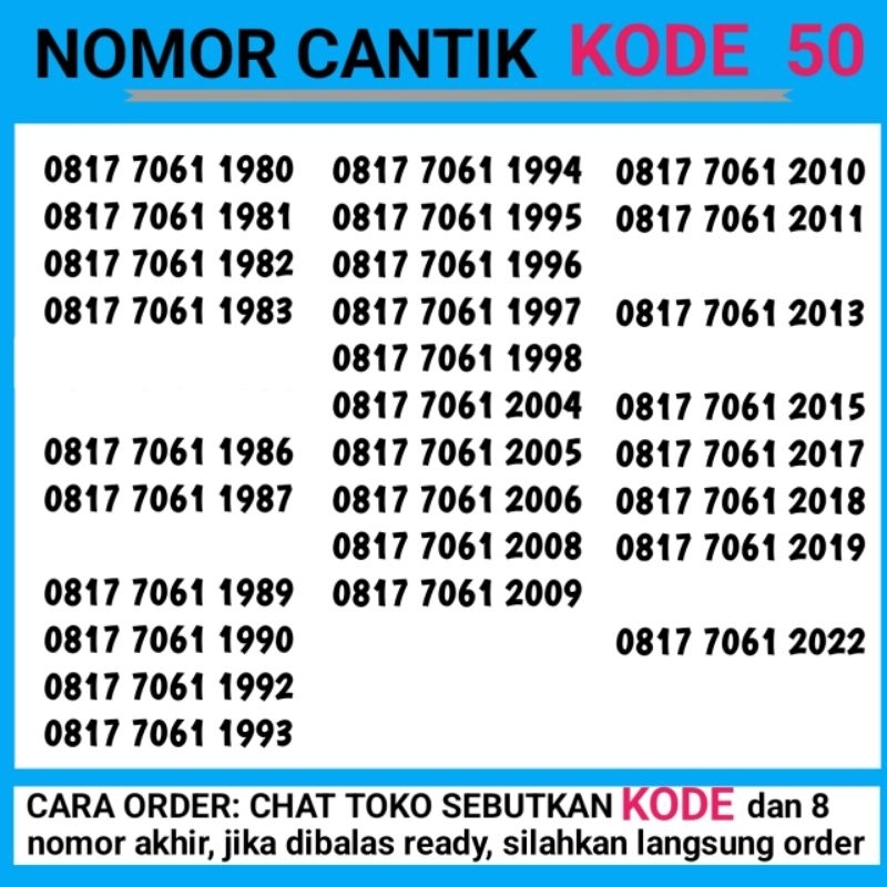 Kartu perdana nomor cantik xl seri tahun lahir