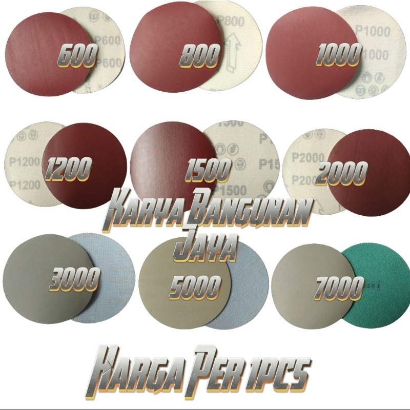 Amplas Tempel Bulat Gerinda / Gurinda VELCRO 4" / 4 INCH PER PCS - Grit 60 - Grit 7000
