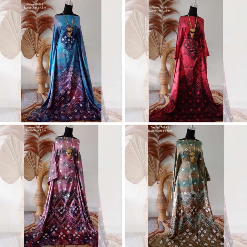 KAIN JUMPUTAN PALEMBANG VELVET 3 METERAN LEBAR BESAR BAHAN DASAR BATIK JEMPUTAN COUPLE HANDMADE MEWA
