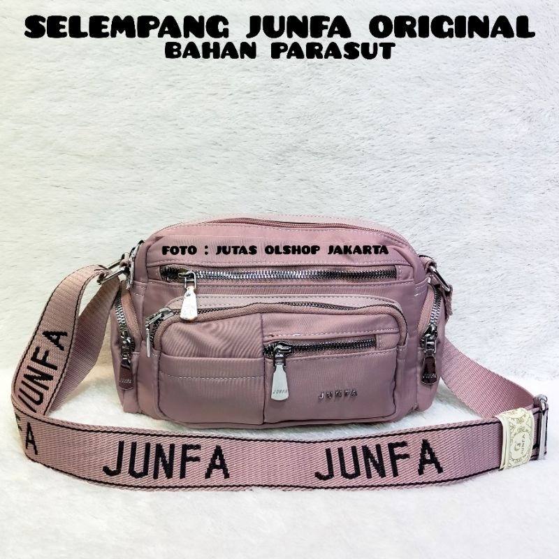 TAS SELEMPANG JUNFA ORIGINAL 9955-362 BAHAN PARASUT POLOS ORIGINAL