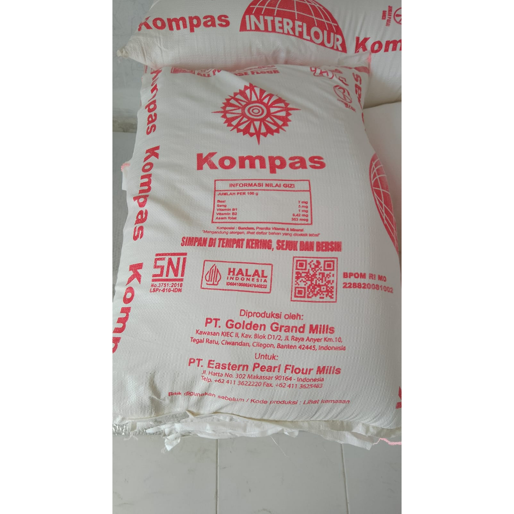 

TEPUNG TERIGU KOMPAS 25KG/TEPUNG PROTEIN SEDANG/FLOUR