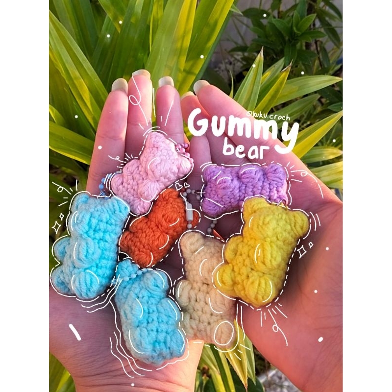 Gantungan kunci rajut gummy bear / Crochet gummy bear