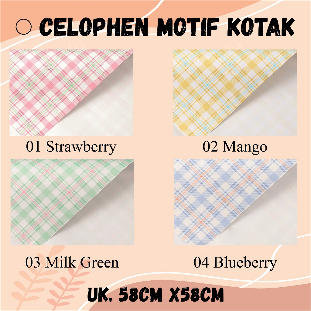 

(20 Lembar) Flower Wraping Cellophane Kotak Kotak / Kertas Buket Celophane Kotak Kotak
