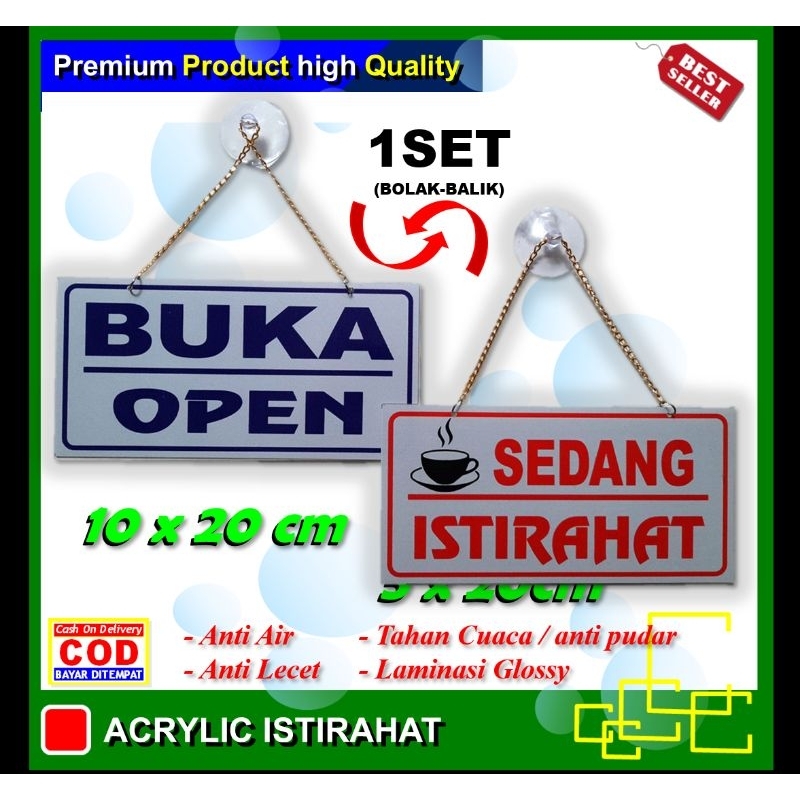 Stiker akrilik buka istirahat sticker akrilik istirahat toko