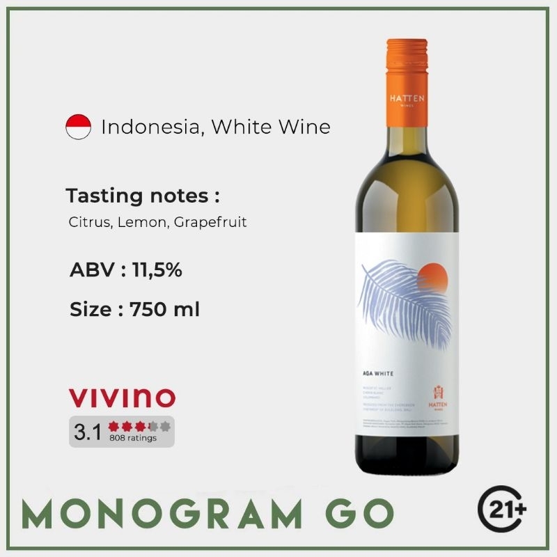 

Hatten Aga White Indonesian Sweet White Wine 750ml
