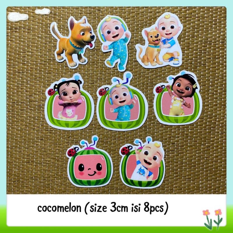 

8pcs sticker tempelan glossy coco melon