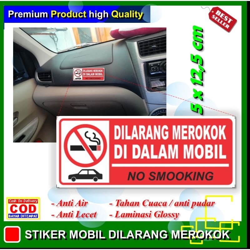 Stiker mobil dilarang merokok sticker didalam mobil dilarang merokok ketertiban keamanan kebersihan 