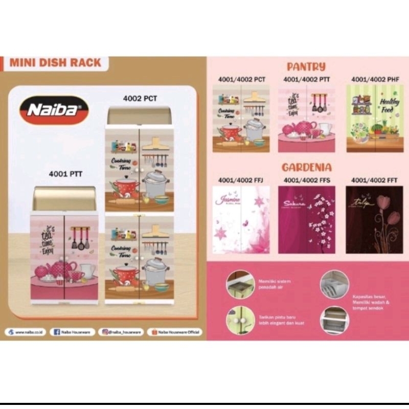 Lemari Piring/Rak pirinh/Rak Gelas/Rak Naiba mini Plastik 4002 Kunci