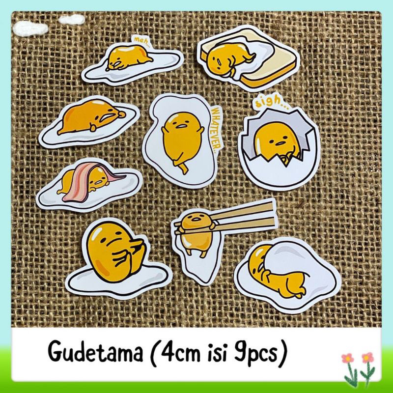 

9pcs sticker tempelan glossy gudetama