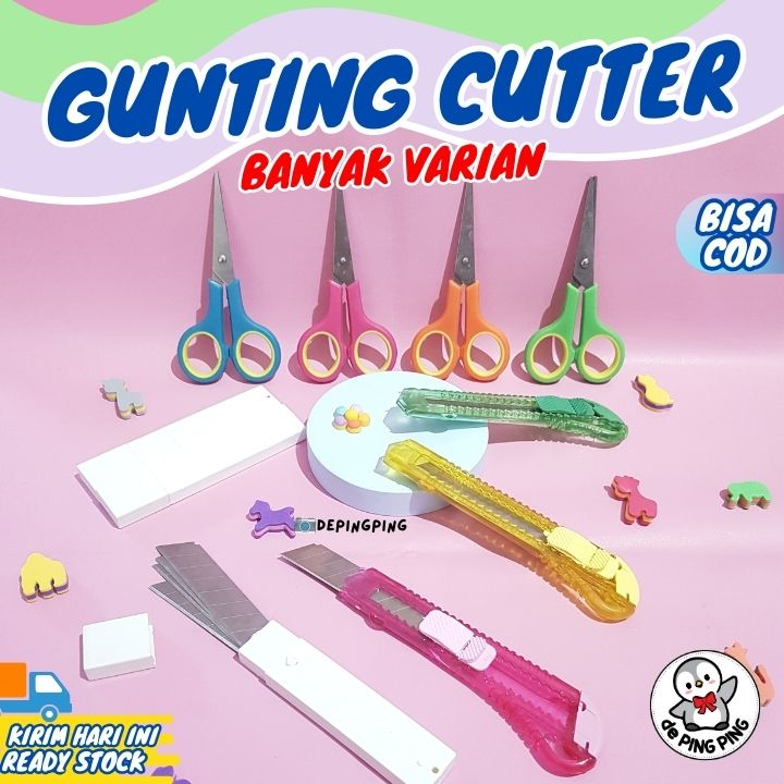 

Gunting Kertas Warna/ Cutter L-150 Warna/ Refill Cutter / ATK / Tempat Pensil Kaleng