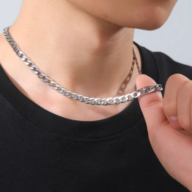 Kalung Titanium Rantai Pria Anti Karat Selamanya / Kalung Rantai Titanium Pria Panjang 50-60 Cm