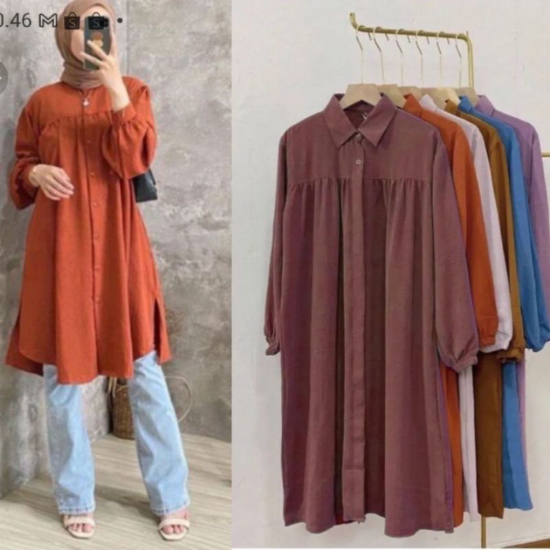 Tunik Crinkle/Tunik Shimmer/Tunik Polo Linen/Tunik Wanita
