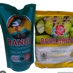 

Paket kecap bango 735ml + gula 1kg