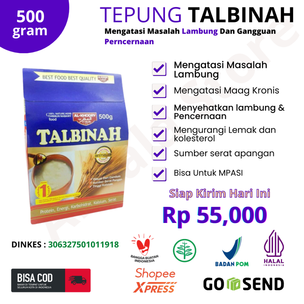 

TALBINAH Tepung Gandum Solusi Masalah Lambung AL-KHODRY 500gr
