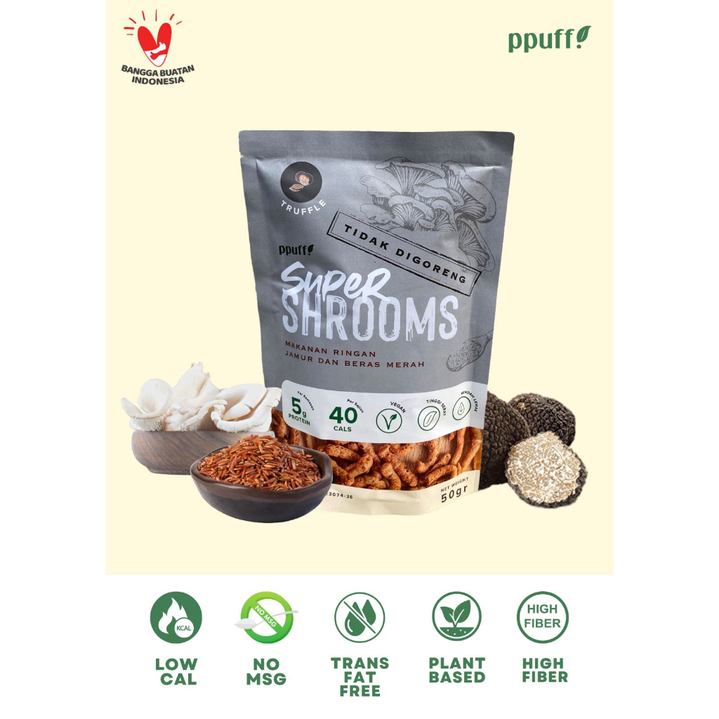 

PPUFF SUPER SHROOMS SNACK PANGGANG HIGH PROTEIN LOW KALORI TRUFFLE