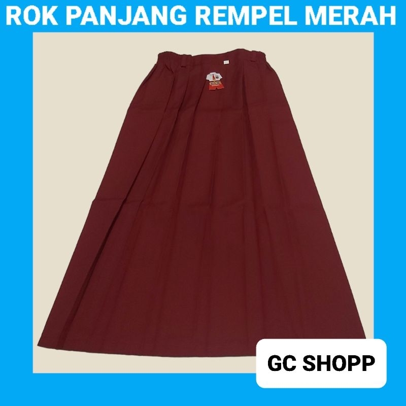 ROK SD MERAH PANJANG REMPEL/ROK MERAH REMPEL PANJANG SERAGAM SEKOLAH SD PEREMPUAN/ROK REMPEL PANJANG