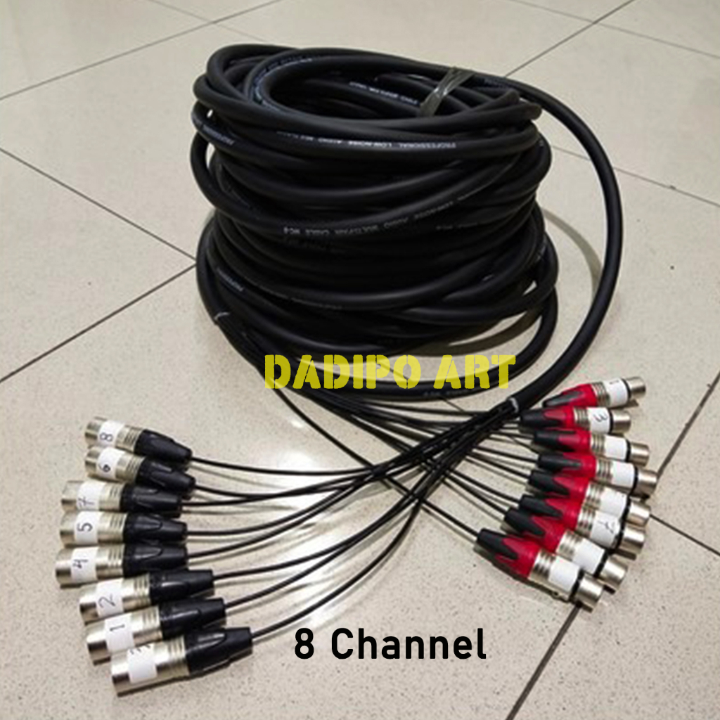 Snake Kabel isi 8 Komplit + Konektor Jack XLR Male-Female 3 Meter