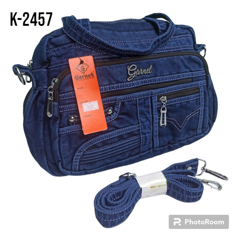 Tas Denim Cewek Kekinian Tas Garnet 2457 Tas Selempang Wanita jumbo