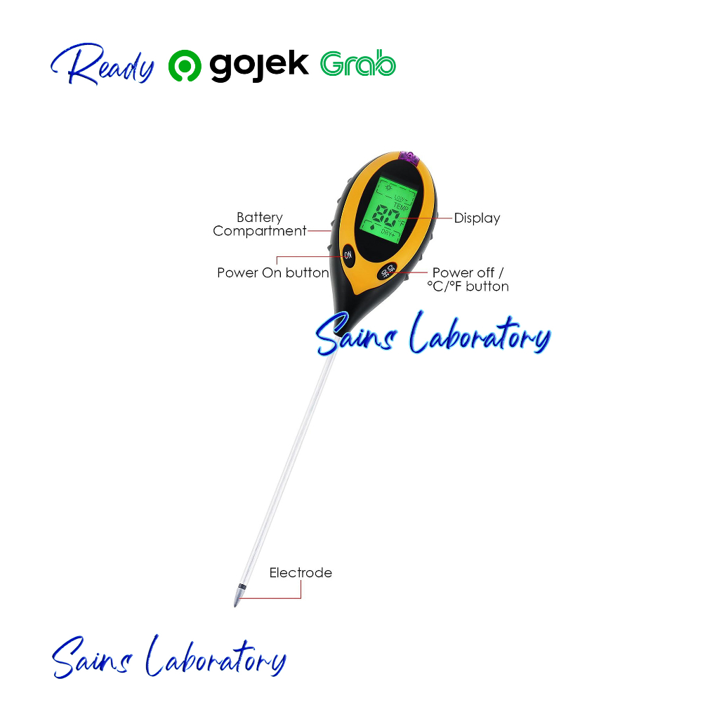 Termometer Tanah Digital Soil Analyzer Tester Meter Alat Ukur pH Tanah 4 in 1 Original