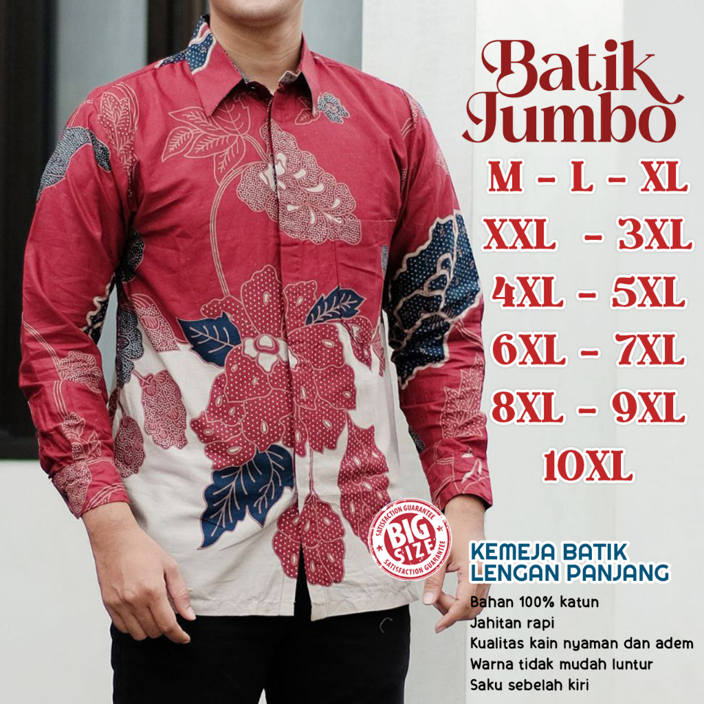 BATIK PRIA JUMBO - KEMEJA BATIK PRIA LENGAN PANJANG - BATIK PRIA LENGAN PANJANG - KEMEJA BATIK LENGA