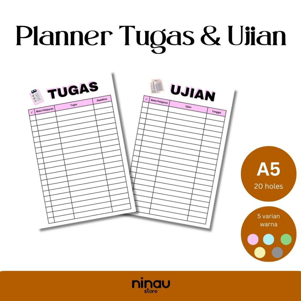 

Loose Leaf A5 / isi binder planner list tugas dan ujian