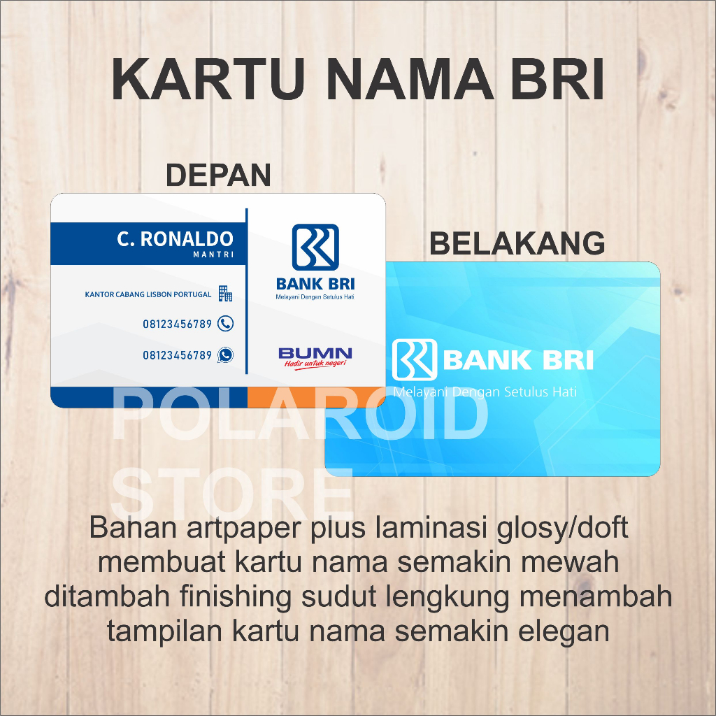 

Elegan kartu nama BRI kualitas premium