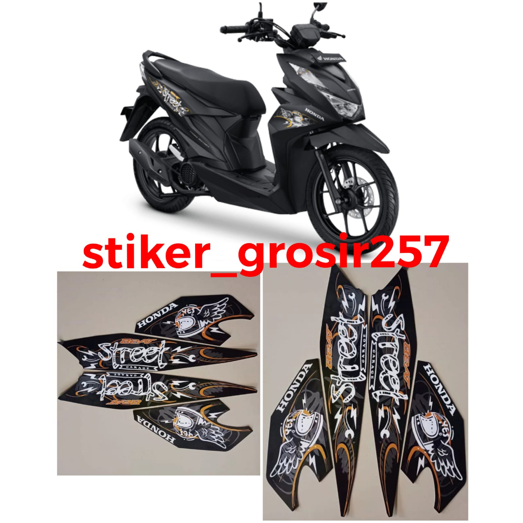 STIKER STRIPING & LIS BODY MOTOR BEAT FI STREET ALL NEW 2021 WARNA HITAM