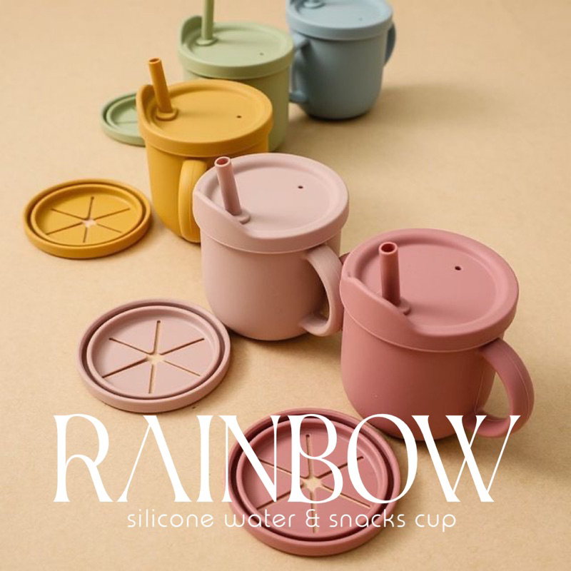 Hugchildren | Premium Silicone Cup Water & Snack with Straw and lid