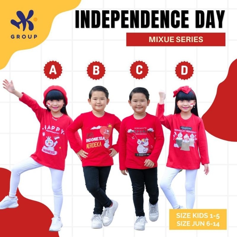 Independence Day Mixue Series by HK Group Lengan Panjang / Kaos Kemerdekaan Anak