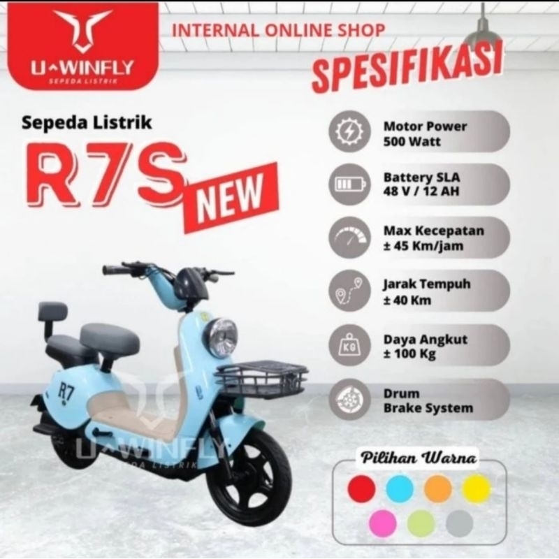 Sepeda Listrik Uwinfly U Winfly Rf7S Rf 7 S Dragonfly7S Baterai Aki
