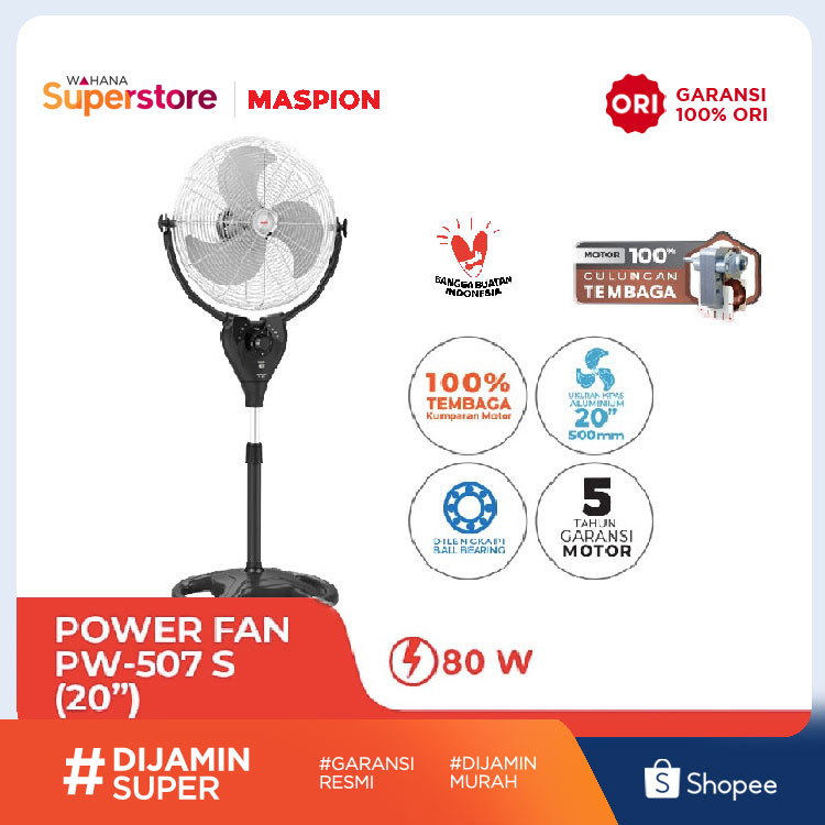 Maspion Kipas Angin Berdiri Power Fan 20 Inch - PW - 507 S | PW507 S