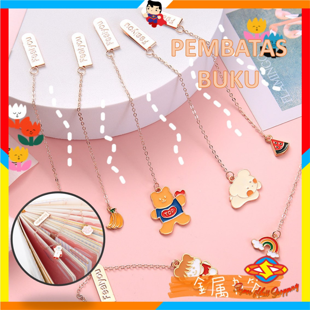 

SMS Pembatas Buku Karakter Cartoon Bookmark Paper Clip Besi Motif Kartun Penjepit Buku Dengan Liontin Bahan Metal