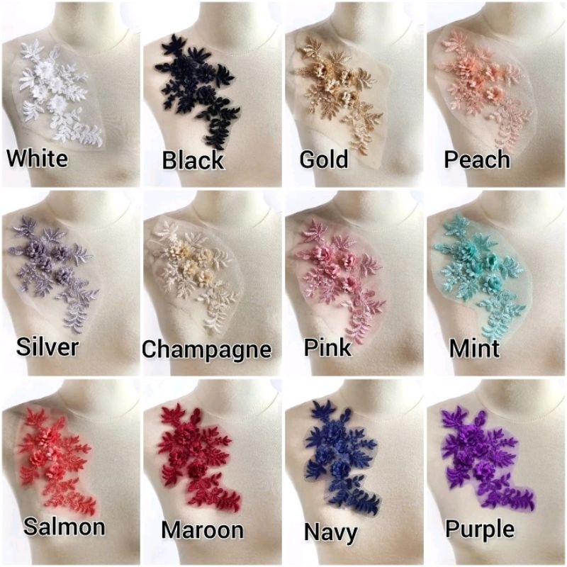 lace bordir bunga 3d import