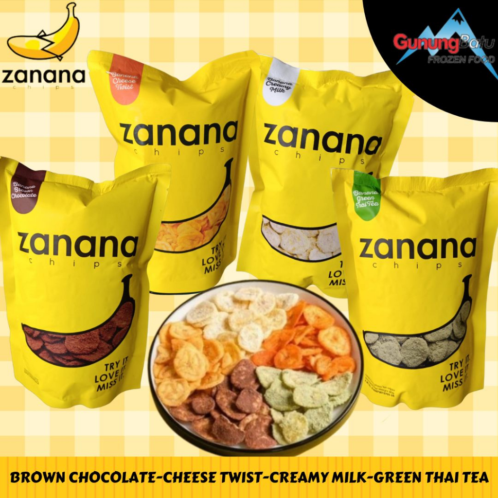 

ZANANA CHIPS 80GR VARIANS (BROWN CHOCOLATE -CHEESE TWIST -CREAMY MILK -GREEN THAI TEA)